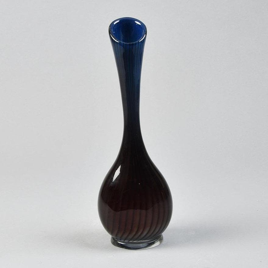 Vicke Lindstrand for Kosta "Colora" blue and brown glass vase N3550 - Freeforms