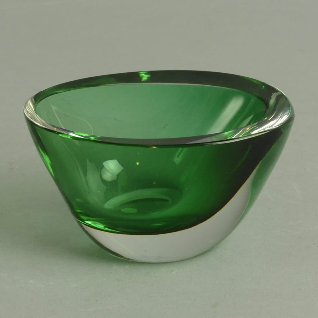 Vicke Lindstrand for Kosta Green glass vase N8448 - Freeforms