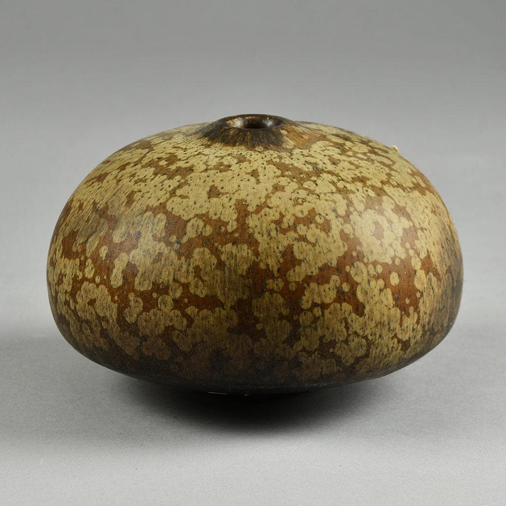 Willi Hornberger, own studio, Germany round vase with brown glaze N3346 - Freeforms